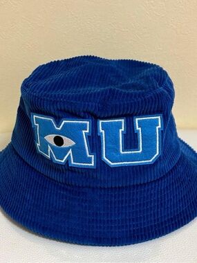 Monsters blue Corduroy Bucket Hat with MU Lettering Tokyo Disney resort Japan